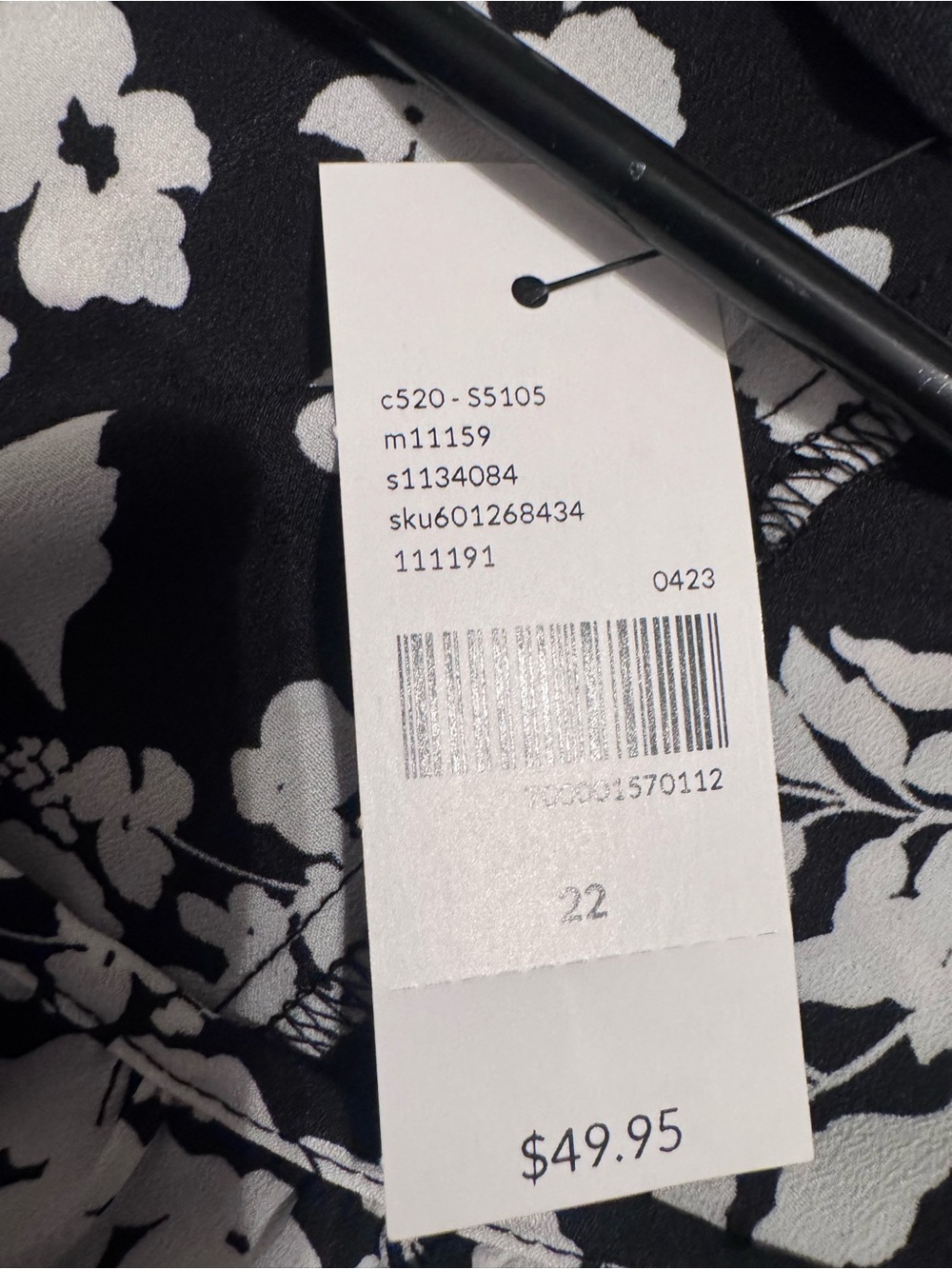 Lane Bryant Black and White Floral Ruffle-Sleeve Blouse - Picture 6 of 8